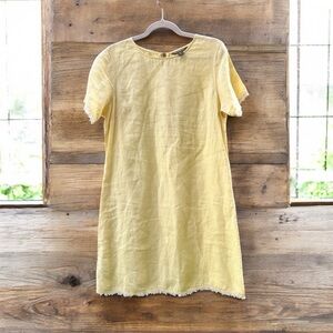 Tommy Bahama Yellow 100% Linen Shift Mini Dress Women’s Small Summer Casual